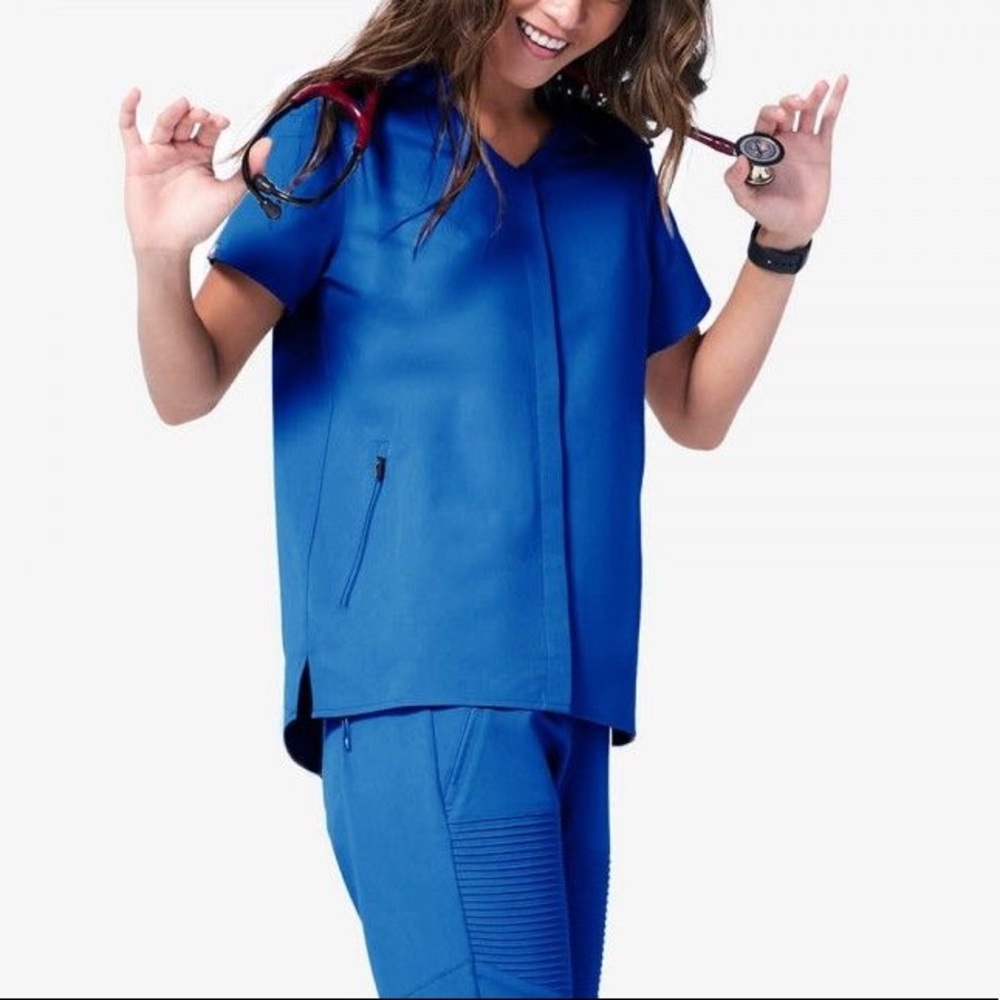FIGS moto scrub top